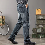 Men's Outdoor Wide Leg Workwear Jeans | Multi-Pocket Straight Fit Denim