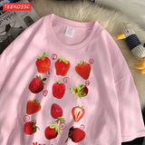 Frisches Erdbeer-Baumwoll-T-Shirt – Süßes Damen-T-Shirt mit Fruchtmotiv