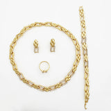 Elegante kubanische Gliederkette & passende Ohrringe – Kühnes Brautschmuck-Set