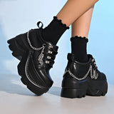 Women’s Gothic 8cm+ Chunky Sole Black Chain Platform Sneakers