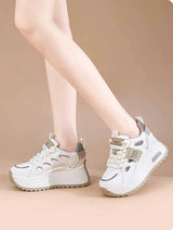 Women’s Leather Hidden Heel Sneakers – 7cm (3 Inch) Platform Wedge Shoes