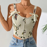 The "Versailles" Retro Floral Corset | French Style Double Strap Bra Top