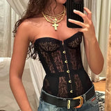 Women’s Summer Sexy Lace Corset Top | Sheer Mesh Bustier Bandeau