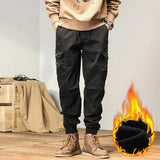 Men’s Winter Y2K Harem Tactical Utility Fleece Cargo Pants