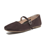 Damen-Mary-Jane-Schuhe aus echtem Leder – Ballerinas mit eckiger Zehenpartie