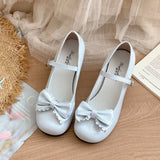 Niedliche Lolita Mary Jane Schuhe für Damen – Lederschuhe mit Schmetterlingsknoten und dickem Absatz
