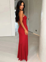Women’s Ruched Strapless Long Dress – Sexy Sleeveless Mesh Splice Maxi