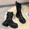 Women’s Mid-Calf Motorcycle Boots – Punk Gothic Black High Heel Boots