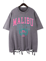 The Malibu Retro Tee: Sun-Washed Cotton Graphic T-Shirt with Vintage Lettering
