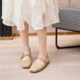 Damen-Mary-Jane-Schuhe aus echtem Leder – Ballerinas mit eckiger Zehenpartie