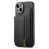Reißverschluss-Brieftaschen-Lederhülle für iPhone 17 Air 16 15 14 Pro Max | Kartensteckfach