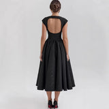 Women's French Style Backless Midi Dress