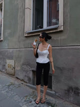 Damen Tanktop mit Rüschensaum und V-Ausschnitt | Ärmelloses, sexy bauchfreies Top