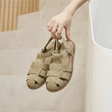 Women’s Genuine Leather Retro Pig Cage Sandals