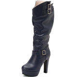 Women's Knee-High Elegant Long Winter Boots – 12cm Super High Block Heels