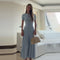 Chic Knit Midi Dress for Women – Short Sleeve Button Ribbed Bodycon A-Line Office Wear