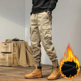 Men’s Winter Y2K Harem Tactical Utility Fleece Cargo Pants