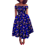 Afrikanisches Ankara-Print Carmen-Kleid | Traditionelle trägerlose afrikanische Kleidung