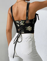 The "Versailles" Retro Floral Corset | French Style Double Strap Bra Top