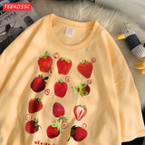 Frisches Erdbeer-Baumwoll-T-Shirt – Süßes Damen-T-Shirt mit Fruchtmotiv