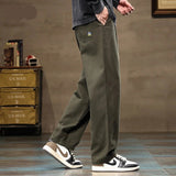 Herren Vintage Loose Straight Cargo-Hose mit weitem Bein aus Baumwolle