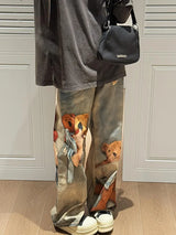 Damen Harajuku Batik Baggy Jeans | High Street Y2K Print Denim Hose