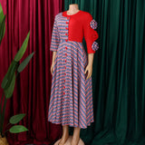 Women’s Elegant 3D Flower A-Line Dress – Fall Fashion African Plaid Evening Gown