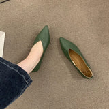 Damen-Ballerinas aus echtem Leder mit spitzer Zehenpartie – Bequeme Slipper mit flachem Ausschnitt