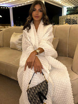 Weißes Muslimisches Damenkleid – Offener Abaya-Cardigan – Marokko Dubai Saudi-Arabien Robe