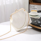 Luxuriöse Muschelform Umhängetasche | Elegante Perlenhenkel Mini-Kuriertasche