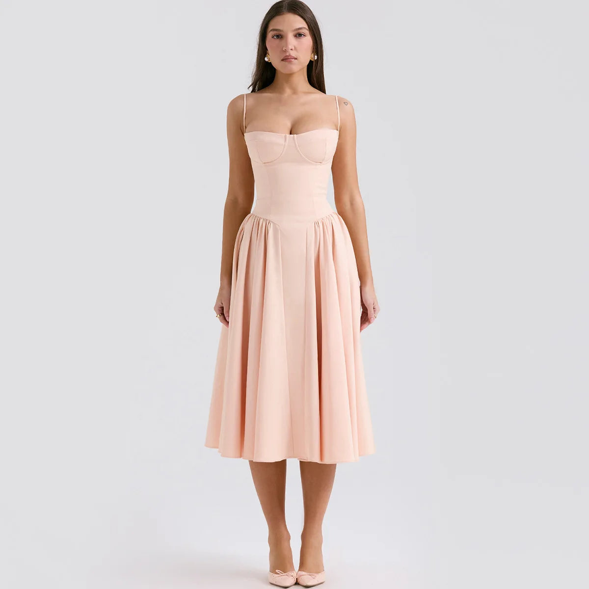 Women's Elegant Spaghetti Strap Midi Dress