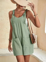 Damen Sommer-Overall – Lockerer ärmelloser Jumpsuit mit Bindeträgern