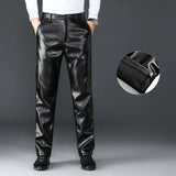 Men's Winter Gothic Black Leather Pants – Plus Fleece Lined Thick Thermal Trousers