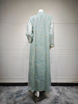 Abaya-Kleid für Damen mit Netz und Pailletten | Elegantes besticktes Eid-Partykleid