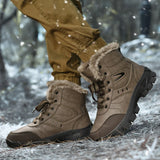 Herren Winterstiefel: Braun & Schwarz Wasserdichte Schneestiefel, Warmes Plüschfutter Rutschfeste Outdoor-Wanderschuhe