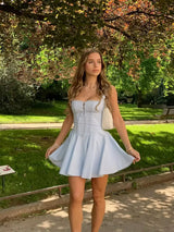 Elegantes Party-Minikleid für Damen – Sexy ärmelloses A-Linien-Sommerkleid mit niedriger Taille