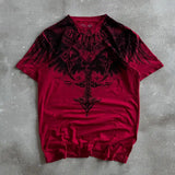 Herren Y2K Gothic Affliction T-Shirt – Baumwoll-T-Shirt mit dunklem Flügelprint