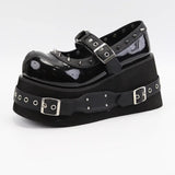 Women’s Kawaii Lolita Platform Mary Janes Cute Rivet Buckle School Shoes