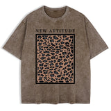 Damen Oversized Washed Cotton Top mit auffälligem Leopardenprint