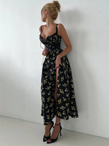 V-Neck Printed Elegant Maxi Dress for Women – Summer Sleeveless Bodycon Dress