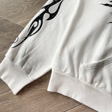 Hellstar HS Flame Glitter Zip-Up Hoodie – Beiger Fleece Unisex Kapuzenpullover