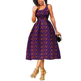 African Batik Summer Dress for Women | Sleeveless Knee-Length Party Dress