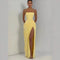 Women’s High Split Strapless Ruched Maxi Dress