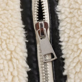 The Aspen Aviator: Beige Integrated Artificial Fur Moto Jacket – European Luxury Faux Fur Biker Coat
