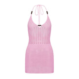 Women’s Backless Halter Crochet Dress – Sexy Knit Cutout Mini & Long Bodycon Dress