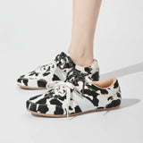 Women’s Genuine Leather & Horse Hair Sneakers – Luxury Lace-Up Flat Shoes