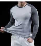 Herren Gym Fitness Langarmshirt | Elastische Feuchtigkeitsableitende Tights