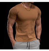 Herren hochelastisches Fitness-Trainings-T-Shirt | Atmungsaktives, eng anliegendes Sport-Laufshirt