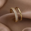 Luxury Double Layer Wide Ring for Women – Shiny Crystal Inlay Finger Jewelry