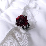 Retro Goth Red Rose Ring for Women – Punk Personality Flower Finger Ring